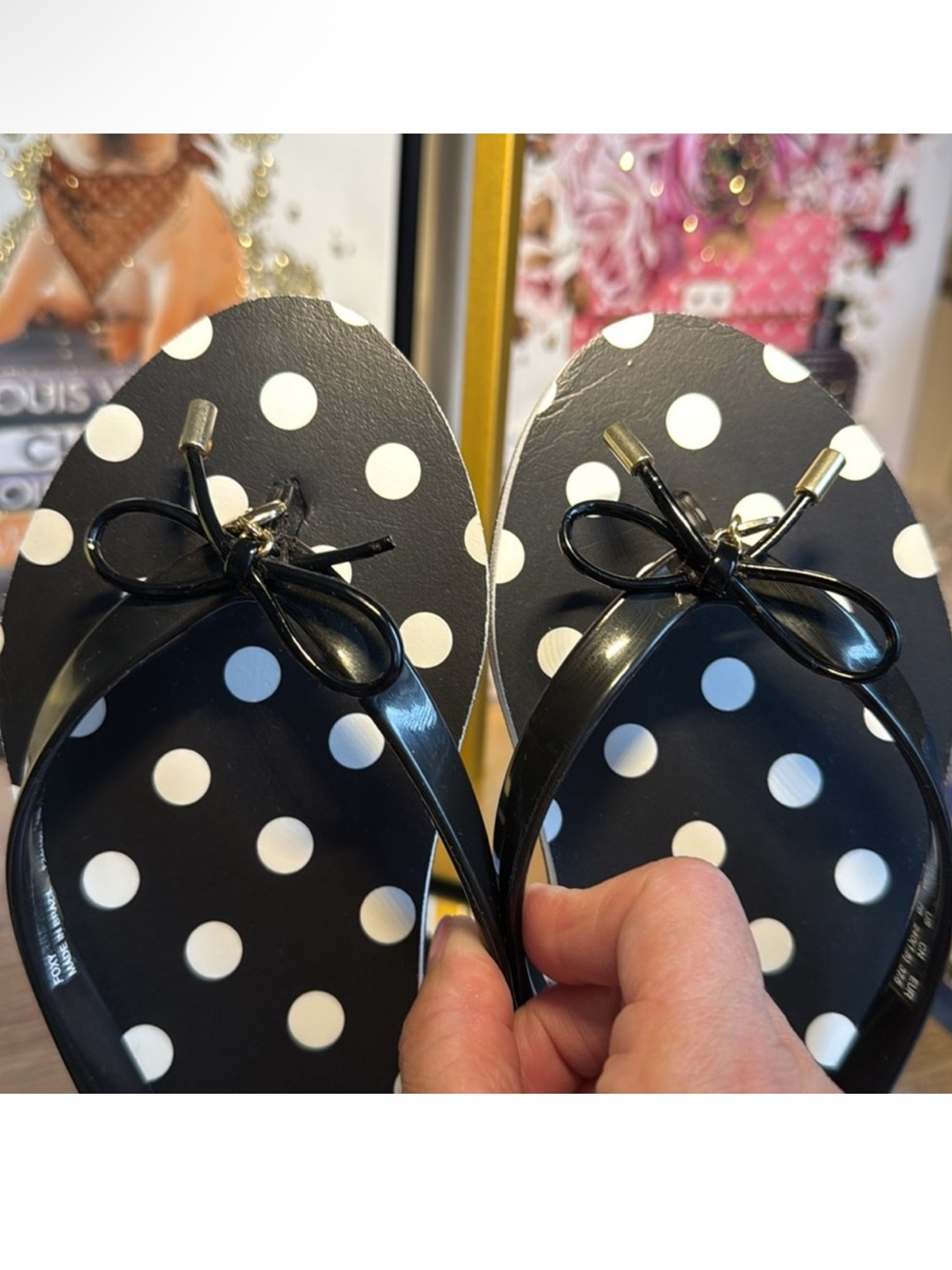Kate Spade Nadine Polka Dot Flip Flops 🖤🤍 - Picture 5 of 11